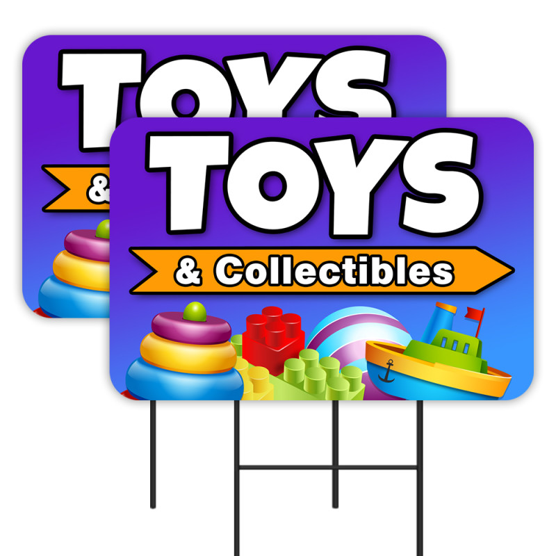 Toys & Collectibles 2 Pack Double-Sided Yard Signs 16" x 24" with Metal Stakes (Made in Texas)