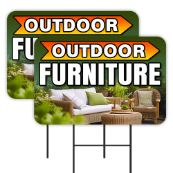 Outdoor Furniture - Patio Grill 2 Pack Double-Sided Yard Signs 16" x 24" with Metal Stakes (Made in Texas)