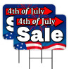 Fourth Of July Sale - Independence Day 2 Pack Double-Sided Yard Signs 16" x 24" with Metal Stakes (Made in Texas)