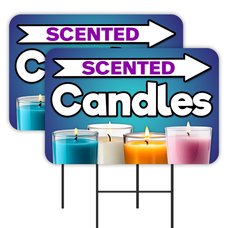 Scented Candles - Flowers Gifts 2 Pack Double-Sided Yard Signs 16" x 24" with Metal Stakes (Made in Texas)