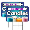 Scented Candles - Flowers Gifts 2 Pack Double-Sided Yard Signs 16" x 24" with Metal Stakes (Made in Texas)