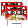 Homemade Pierogies - Dumplings 2 Pack Double-Sided Yard Signs 16" x 24" with Metal Stakes (Made in Texas)