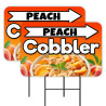 Peach Cobbler 2 Pack Double-Sided Yard Signs 16" x 24" with Metal Stakes (Made in Texas)