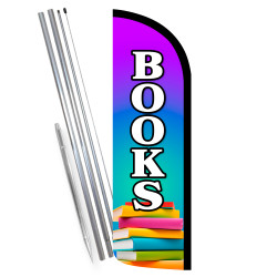 Books - Book Store Magazines Premium Windless Feather Flag Bundle (Complete Kit) OR Optional Replacement Flag Only