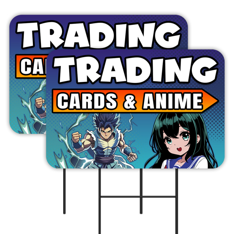 Trading Cards & Anime - Collectibles 2 Pack Double-Sided Yard Signs 16" x 24" with Metal Stakes (Made in Texas)
