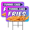 Funnel Cake Fries 2 Pack Double-Sided Yard Signs 16" x 24" with Metal Stakes (Made in Texas)