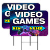 Video Games 2 Pack Double-Sided Yard Signs 16" x 24" with Metal Stakes (Made in Texas)