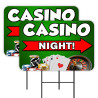 Casino Night - Poker Roulette 2 Pack Double-Sided Yard Signs 16" x 24" with Metal Stakes (Made in Texas)