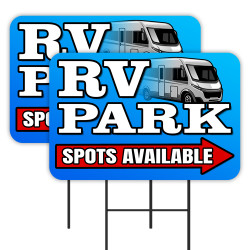 RV Park 2 Pack Double-Sided Yard Signs 16" x 24" with Metal Stakes (Made in Texas)