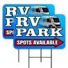 RV Park 2 Pack Double-Sided Yard Signs 16" x 24" with Metal Stakes (Made in Texas)