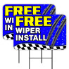Free Windshield Wiper Installation 2 Pack Double-Sided Yard Signs 16" x 24" with Metal Stakes (Made in Texas)