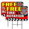 Free Tire Rotation 2 Pack Double-Sided Yard Signs 16" x 24" with Metal Stakes (Made in Texas)