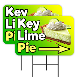 Key Lime Pie 2 Pack Double-Sided Yard Signs 16" x 24" with Metal Stakes (Made in Texas)