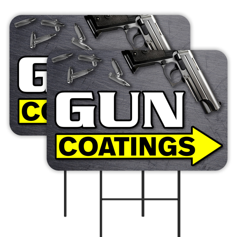 Gun Coatings - Ammo 2 Pack Double-Sided Yard Signs 16" x 24" with Metal Stakes (Made in Texas)