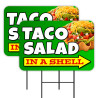 Taco Salad 2 Pack Double-Sided Yard Signs 16" x 24" with Metal Stakes (Made in Texas)