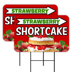 Strawberry Shortcake 2 Pack Double-Sided Yard Signs 16" x 24" with Metal Stakes (Made in Texas)