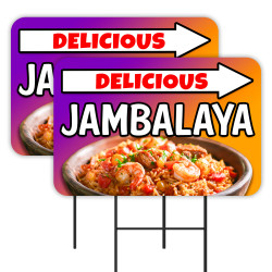 Jambalaya - Creole Cajun Food 2 Pack Double-Sided Yard Signs 16" x 24" with Metal Stakes (Made in Texas)