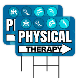 Physical Therapy - Chiropractic 2 Pack Double-Sided Yard Signs 16" x 24" with Metal Stakes (Made in Texas)