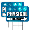 Physical Therapy - Chiropractic 2 Pack Double-Sided Yard Signs 16" x 24" with Metal Stakes (Made in Texas)