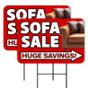 Sofa Sale - Furniture Mattress 2 Pack Double-Sided Yard Signs 16" x 24" with Metal Stakes (Made in Texas)