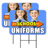 School Uniforms - Now Enrolling 2 Pack Double-Sided Yard Signs 16" x 24" with Metal Stakes (Made in Texas)