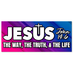 Jesus - The Way The Truth The Life Car Decals 2 Pack Removable Bumper Stickers (9x4 inches)