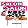 Salon Parking Only - Nails Hair 2 Pack Double-Sided Yard Signs 16" x 24" with Metal Stakes (Made in Texas)