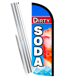 Dirty Soda Premium Windless Feather Flag Bundle (Complete Kit) OR Optional Replacement Flag Only