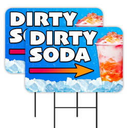 Dirty Soda (Blue) 2 Pack Double-Sided Yard Signs 16" x 24" with Metal Stakes (Made in Texas)