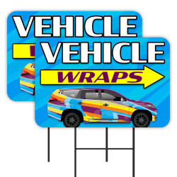 Vehicle Wraps - Signs Flags 2 Pack Double-Sided Yard Signs 16" x 24" with Metal Stakes (Made in Texas)