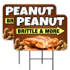 Peanut Brittle & More - Cashew Nuts Candy 2 Pack Double-Sided Yard Signs 16" x 24" with Metal Stakes (Made in Texas)