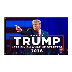 Trump 2028 - Finish What He Started Premium 3x5 Flag OR Optional Flag with Mounting Kit