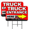 Truck Entrance Here - Deliveries 2 Pack Double-Sided Yard Signs 16" x 24" with Metal Stakes (Made in Texas)
