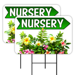 Nursery - Flowers Plants Trees 2 Pack Double-Sided Yard Signs 16" x 24" with Metal Stakes (Made in Texas)