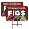 Farm Fresh Figs 2 Pack Double-Sided Yard Signs 16" x 24" with Metal Stakes (Made in Texas)