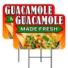Fresh Guacamole - Mexican Food 2 Pack Double-Sided Yard Signs 16" x 24" with Metal Stakes (Made in Texas)