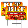 BLT Sandwiches - Bacon 2 Pack Double-Sided Yard Signs 16" x 24" with Metal Stakes (Made in Texas)