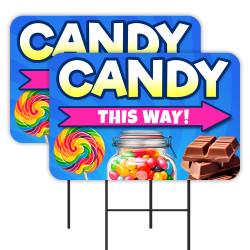 Candy - Chocolate Sweets 2 Pack Double-Sided Yard Signs 16" x 24" with Metal Stakes (Made in Texas)