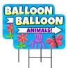 Balloon Animals 2 Pack Double-Sided Yard Signs 16" x 24" with Metal Stakes (Made in Texas)