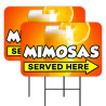 Mimosas - Brunch Cocktails 2 Pack Double-Sided Yard Signs 16" x 24" with Metal Stakes (Made in Texas)