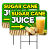 Sugar Cane Juice 2 Pack Double-Sided Yard Signs 16" x 24" with Metal Stakes (Made in Texas)