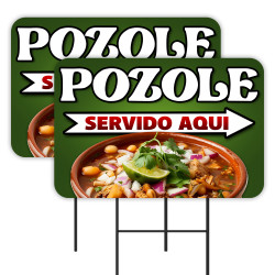Pozole - Mexican Food 2 Pack Double-Sided Yard Signs 16" x 24" with Metal Stakes (Made in Texas)