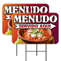Menudo - Mexican Food 2 Pack Double-Sided Yard Signs 16" x 24" with Metal Stakes (Made in Texas)