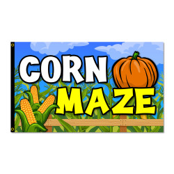 Corn Maze - Pumpkins Premium 3x5 Flag OR Optional Flag with Mounting Kit