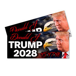 Trump 2028 - 45 47 48 Car Decals 2 Pack Removable Bumper Stickers (9x4 inches)