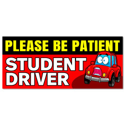 Student Driver - Please Be Patient Car Decals 2 Pack Removable Bumper Stickers (9x4 inches)