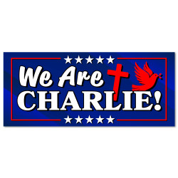 Charlie Kirk - We Are Charlie! Car Decals 2 Pack Removable Bumper Stickers (9x4 inches)