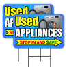 Used Appliances - Furniture 2 Pack Double-Sided Yard Signs 16" x 24" with Metal Stakes (Made in Texas)