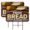 Fresh Bread - Bakery Baked Goods 2 Pack Double-Sided Yard Signs 16" x 24" with Metal Stakes (Made in Texas)
