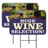 Huge Wine Selection - Liquor Store 2 Pack Double-Sided Yard Signs 16" x 24" with Metal Stakes (Made in Texas)